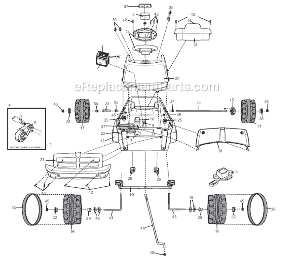 Page A Diagram and Parts List for 73520-9993  Power Wheels Ride-On Cars